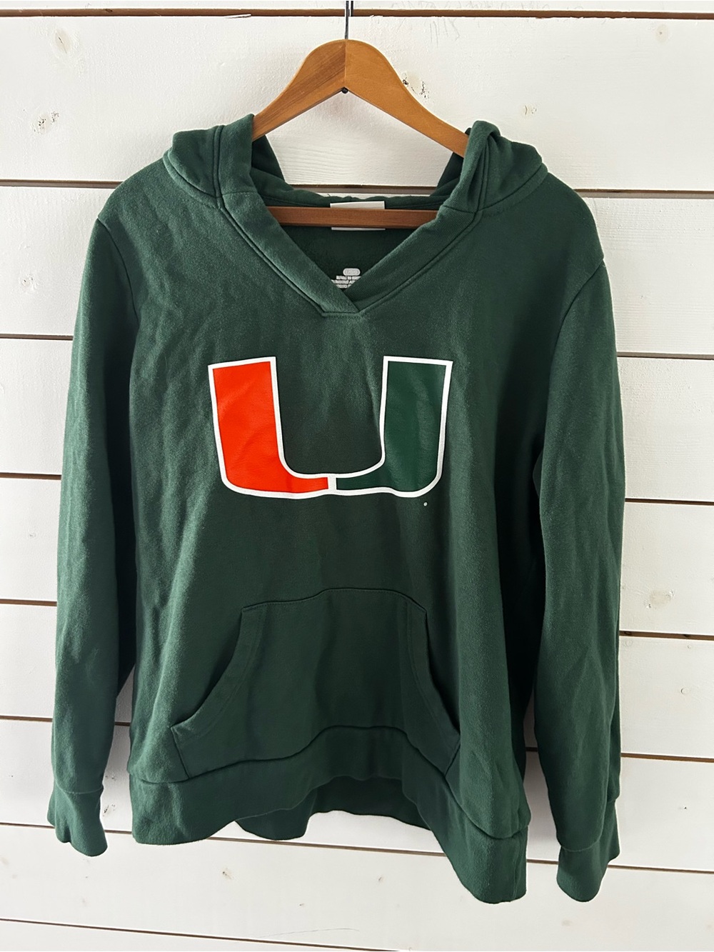 Fanatics Women's Miami Hurricanes V-Neck Pullover Hoodie Green Large